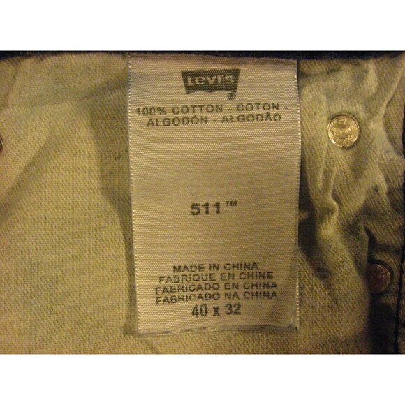 LEVIS 511 CUTOFF JEANS SHORTS Mens W 39 MEASURED Blue Denim Bermuda Hiking 2 - Picture 9 of 10